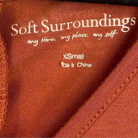 SOFT SURROUNDINGS Roslyn Wms Sz XSmall Rust Orange V Neck Elastic Waist JumpSuit - Picture 7 of 7
